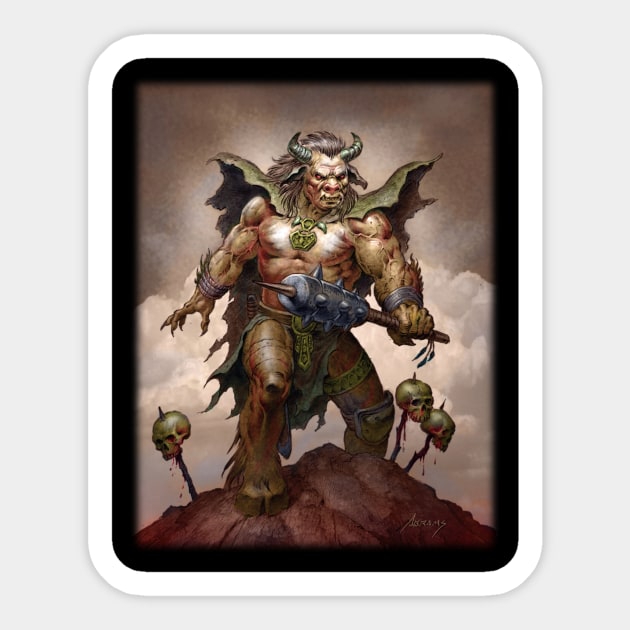 Minotaur Beast Sticker by Paul_Abrams